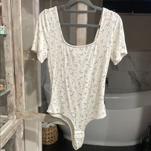 Floral Print White Bodysuit
